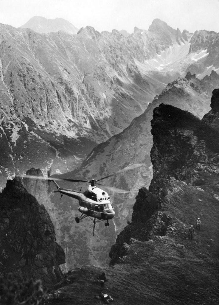 Záchranná akcia z 23. júla 1975 na Bielovodskej veži, kedy vrtuľník Mil Mi-2 pilotoval Stanislav Hradský.